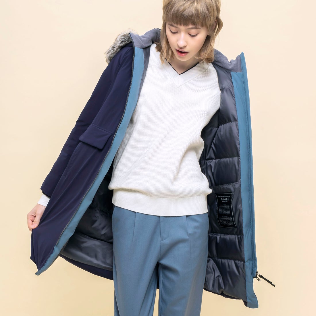 エーグル AIGLE ブロカ ロングダウンコート （ライトグレー 