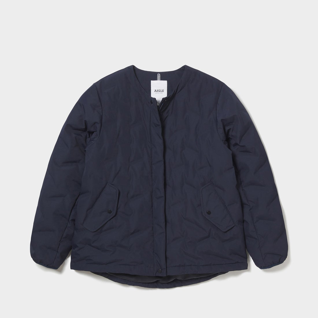 エーグル AIGLE 撥水 ダブルクロス キルテッド ノンカラー ダウン 