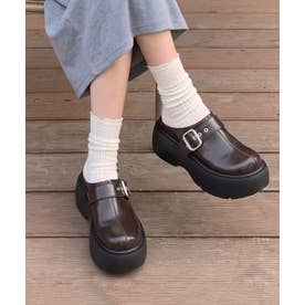 /厚底バックルデザインサボ （ブラウン）