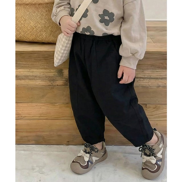 【ーKIDSー】韓国子供服 切り替えカーゴチノパンツ （ブラック）