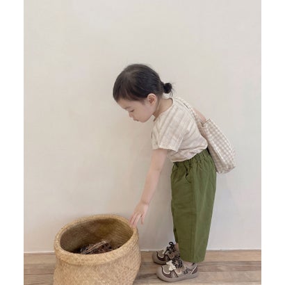 【ーKIDSー】韓国子供服 切り替えカーゴチノパンツ （カーキ）｜詳細画像