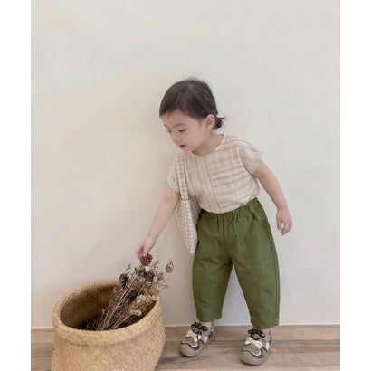 【ーKIDSー】韓国子供服 切り替えカーゴチノパンツ （カーキ）｜詳細画像