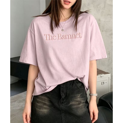アイモハ aimoha aimoha/英字刺繍ロゴTシャツ （ピンク）｜詳細画像