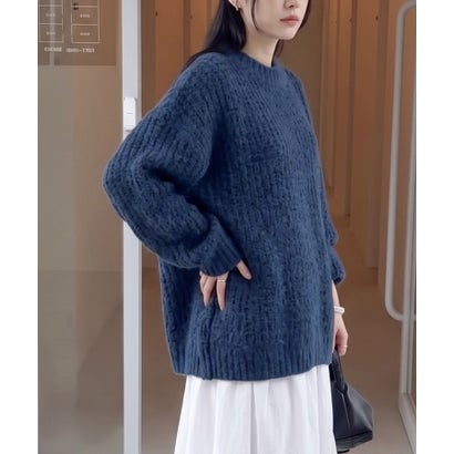 アイモハ aimoha aimoha/3.5Gアルパカタッチリブニットプルオーバー （ネイビー）｜詳細画像