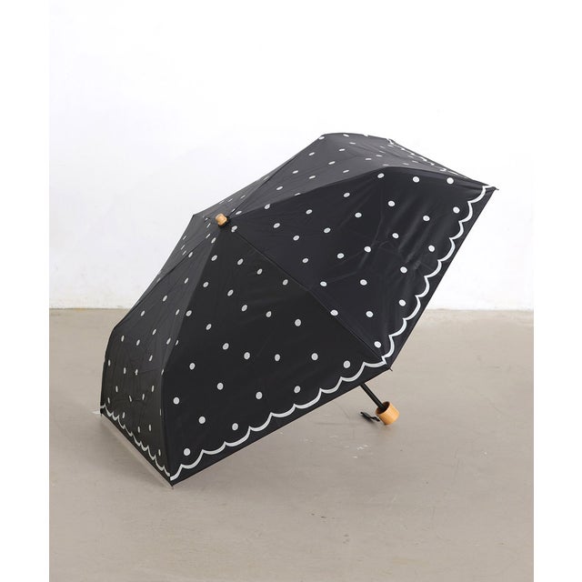 
                    日傘 レディース傘 折りたたみ 折り畳み 折り畳み傘 晴雨兼用 遮光 遮熱 99.9％ UV 雨傘 コンパクト ドット 水玉 おしゃれ 大人 （ブラック）