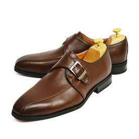 ビジネスシューズ 日本製 革靴 メンズシューズ 紳士靴 モンクストラップ スワールモカ （ダークブラウン）