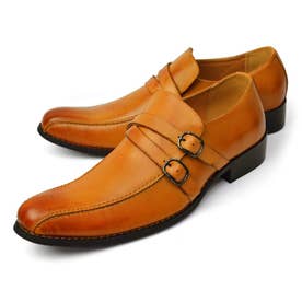 ビジネスシューズ 日本製 革靴 メンズシューズ 紳士靴 モンクストラップ スワールモカ （ライトブラウン）
