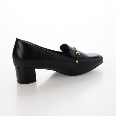 ALETTA ローファー パンプス スクエアトゥ 4.5cmヒール レディース 外反母趾気味 甲高 幅広 全4色 黒 22.5-25cm 究極のプレーン 痛くない 歩きやすい （ブラック(本革風スムース)）｜詳細画像