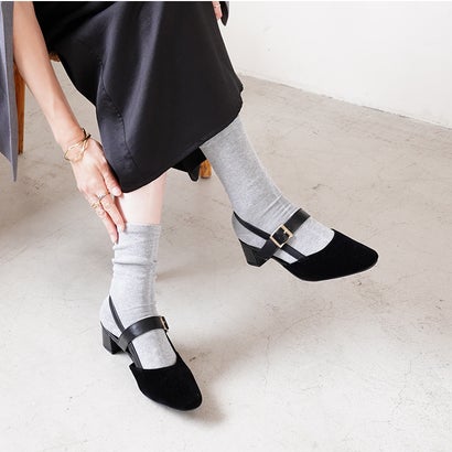 パンプス 痛くない 柔らかい 黒 スクエアトゥ 4.5cmヒール ローヒール バックストラップ 幅広 外反母趾気味 アレッタ 走れる 結婚式 軽量 ALETTA （ブラウン（チェック））｜詳細画像