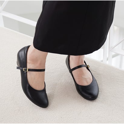 パンプス ストラップ レイン シューズ 防水 ローヒール 黒 痛くない 幅広 走れる ラウンドトゥ 3.5cm 太ソール ぺたんこ 外反母趾気味母趾気味 甲高 リクルート （ベージュ（本革風スムース））｜詳細画像