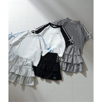 ラメミニ裏毛Tシャツ＆スカパンセット （オフホワイト）｜詳細画像