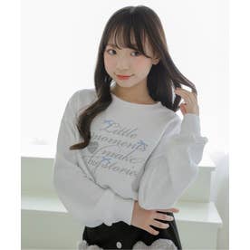 【puchily プチプラライン】ガーリーロゴトレーナー （オフホワイト）