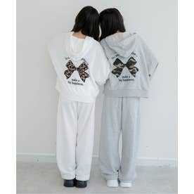 りぼんアップリケ裏毛セットアップ （オフホワイト）