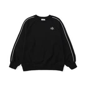 【セットアップ対応】パイピングライン裏毛トップス （ブラック）