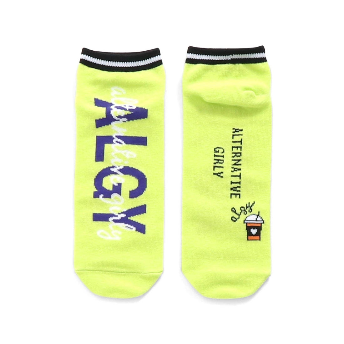 Algy 筆記体ロゴコンビショートソックス 返品不可商品 イエロー ファッション通販 Fashion Walker