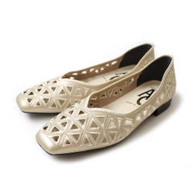 [アミアミ]スクエアトゥ メッシュ デザイン パンプス 靴 レディース SL7772（ゴールド）