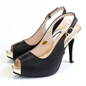 オープントゥバックストラップサンダル レディース 結婚式 黒 靴 美脚 SH616 （ブラック(スムース)）