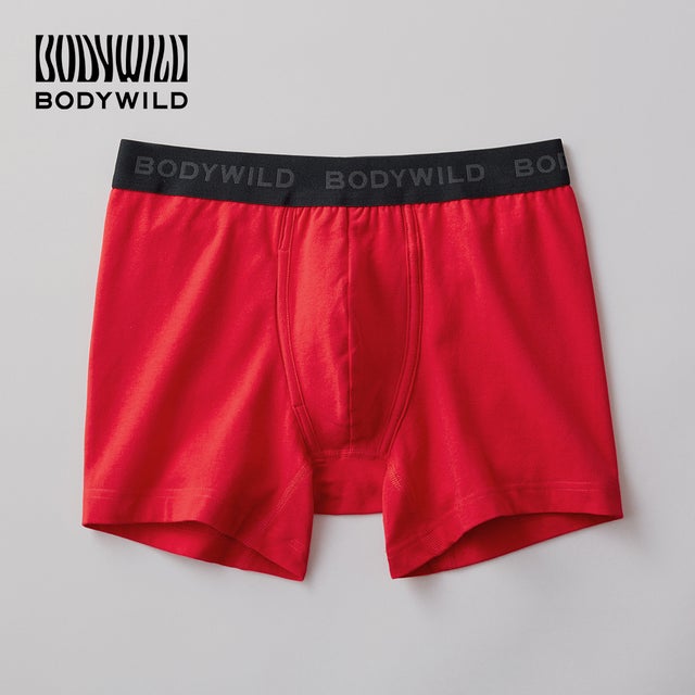 【綿混】ボクサーパンツ（前あき）【返品不可商品】 （レッド）