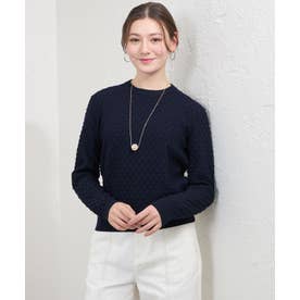 バルキーストレッチ編み柄ニット （ブラックネイビー）