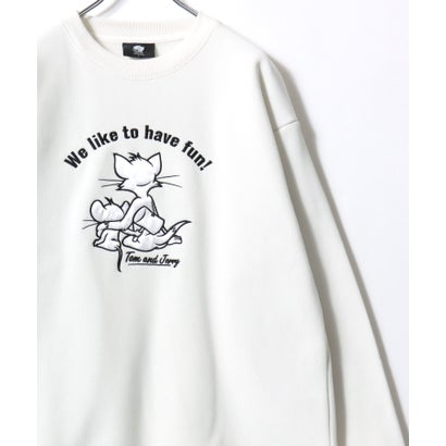 2026AW Tom and Jerry/トムとジェリー 別注 オーバーサイズ ワンポイント サガラ刺繍 スウェットトレーナー レディース メンズ （ホワイト系その他4）｜詳細画像