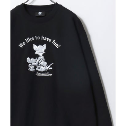 2026AW Tom and Jerry/トムとジェリー 別注 オーバーサイズ ワンポイント サガラ刺繍 スウェットトレーナー レディース メンズ （ブラック系その他6）｜詳細画像