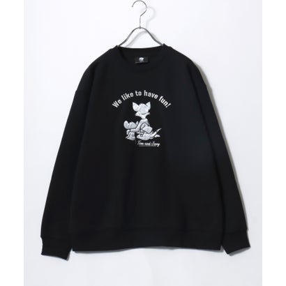 2026AW Tom and Jerry/トムとジェリー 別注 オーバーサイズ ワンポイント サガラ刺繍 スウェットトレーナー レディース メンズ （ブラック系その他6）｜詳細画像