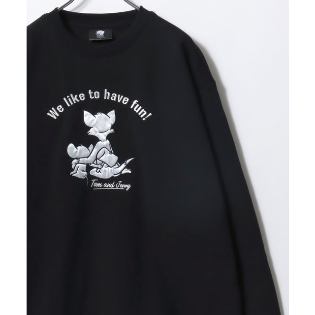 ★ TOM and JERRY/トムとジェリー オーバーサイズ ワンポイント サガラ刺繍 スウェットトレーナー レディース メンズ  ユニセックス トップス 秋冬 キャラクター