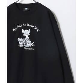 2026AW Tom and Jerry/トムとジェリー 別注 オーバーサイズ ワンポイント サガラ刺繍 スウェットトレーナー レディース メンズ （ブラック系その他6）