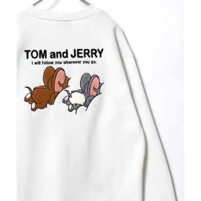 2026AW Tom and Jerry/トムとジェリー 別注 オーバーサイズ ワンポイント サガラ刺繍 スウェットトレーナー レディース メンズ （ホワイト系その他3）｜詳細画像