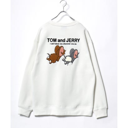2026AW Tom and Jerry/トムとジェリー 別注 オーバーサイズ ワンポイント サガラ刺繍 スウェットトレーナー レディース メンズ （ホワイト系その他3）｜詳細画像