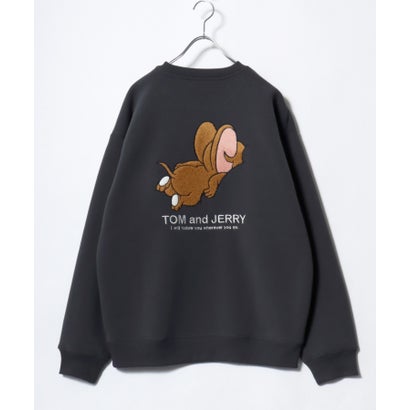 2026AW Tom and Jerry/トムとジェリー 別注 オーバーサイズ ワンポイント サガラ刺繍 スウェットトレーナー レディース メンズ （ブラック系その他3）｜詳細画像
