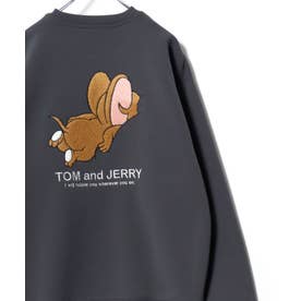 2026AW Tom and Jerry/トムとジェリー 別注 オーバーサイズ ワンポイント サガラ刺繍 スウェットトレーナー レディース メンズ （ブラック系その他3）