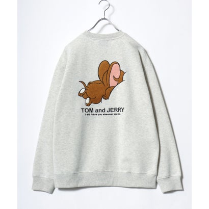 2026AW Tom and Jerry/トムとジェリー 別注 オーバーサイズ ワンポイント サガラ刺繍 スウェットトレーナー レディース メンズ （グレー系その他2）｜詳細画像