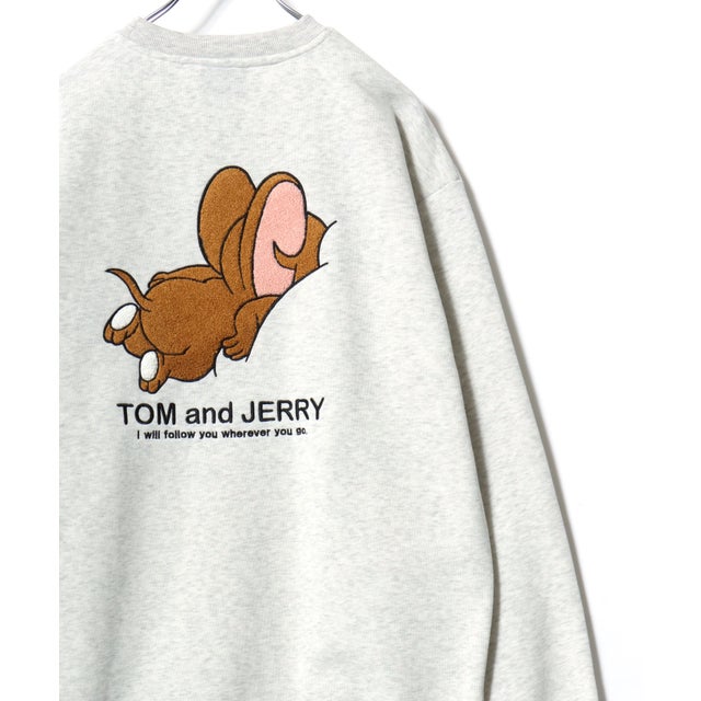 ★ TOM and JERRY/トムとジェリー オーバーサイズ ワンポイント サガラ刺繍 スウェットトレーナー レディース メンズ  ユニセックス トップス 秋冬 キャラクター