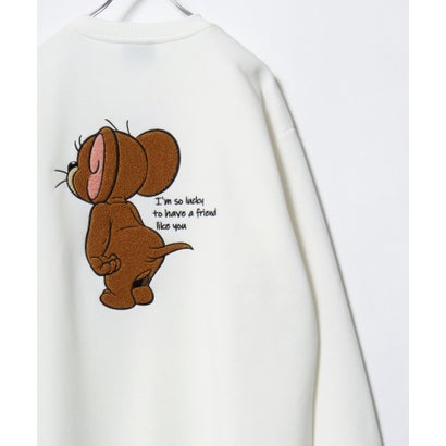 2026AW Tom and Jerry/トムとジェリー 別注 オーバーサイズ ワンポイント サガラ刺繍 スウェットトレーナー レディース メンズ （ホワイト系その他）｜詳細画像