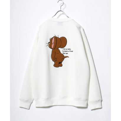 2026AW Tom and Jerry/トムとジェリー 別注 オーバーサイズ ワンポイント サガラ刺繍 スウェットトレーナー レディース メンズ （ホワイト系その他）｜詳細画像