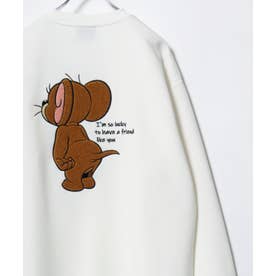 2026AW Tom and Jerry/トムとジェリー 別注 オーバーサイズ ワンポイント サガラ刺繍 スウェットトレーナー レディース メンズ （ホワイト系その他）