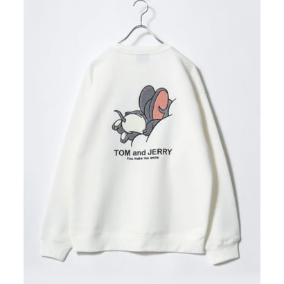 2026AW Tom and Jerry/トムとジェリー 別注 オーバーサイズ ワンポイント サガラ刺繍 スウェットトレーナー レディース メンズ （ホワイト系その他2）｜詳細画像