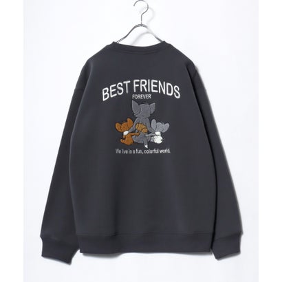 2026AW Tom and Jerry/トムとジェリー 別注 オーバーサイズ ワンポイント サガラ刺繍 スウェットトレーナー レディース メンズ （ブラック系その他4）｜詳細画像