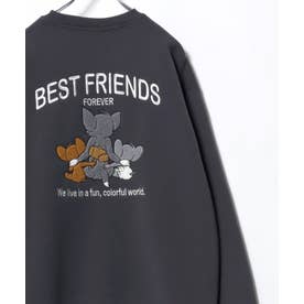 2026AW Tom and Jerry/トムとジェリー 別注 オーバーサイズ ワンポイント サガラ刺繍 スウェットトレーナー レディース メンズ （ブラック系その他4）