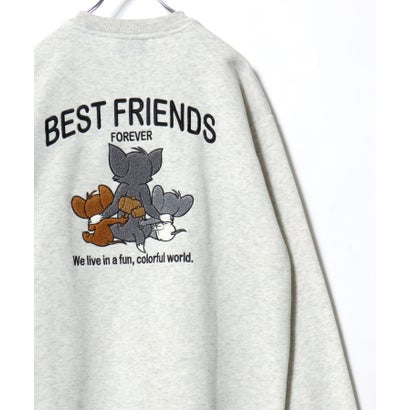 2026AW Tom and Jerry/トムとジェリー 別注 オーバーサイズ ワンポイント サガラ刺繍 スウェットトレーナー レディース メンズ （グレー系その他3）｜詳細画像