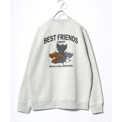 2026AW Tom and Jerry/トムとジェリー 別注 オーバーサイズ ワンポイント サガラ刺繍 スウェットトレーナー レディース メンズ （グレー系その他3）｜詳細画像
