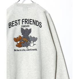 2026AW Tom and Jerry/トムとジェリー 別注 オーバーサイズ ワンポイント サガラ刺繍 スウェットトレーナー レディース メンズ （グレー系その他3）