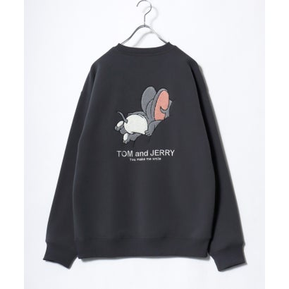 2026AW Tom and Jerry/トムとジェリー 別注 オーバーサイズ ワンポイント サガラ刺繍 スウェットトレーナー レディース メンズ （ブラック系その他2）｜詳細画像