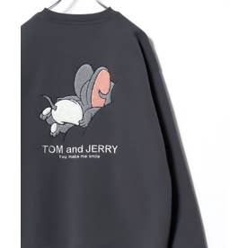 2026AW Tom and Jerry/トムとジェリー 別注 オーバーサイズ ワンポイント サガラ刺繍 スウェットトレーナー レディース メンズ （ブラック系その他2）