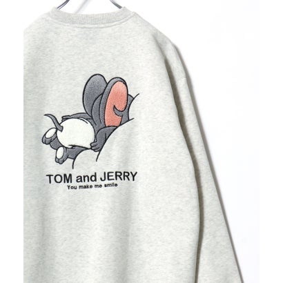 2026AW Tom and Jerry/トムとジェリー 別注 オーバーサイズ ワンポイント サガラ刺繍 スウェットトレーナー レディース メンズ （グレー系その他）｜詳細画像