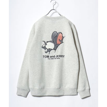 2026AW Tom and Jerry/トムとジェリー 別注 オーバーサイズ ワンポイント サガラ刺繍 スウェットトレーナー レディース メンズ （グレー系その他）｜詳細画像