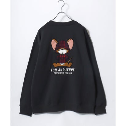 2026AW Tom and Jerry/トムとジェリー 別注 オーバーサイズ ワンポイント サガラ刺繍 スウェットトレーナー レディース メンズ （ブラック系その他7）｜詳細画像
