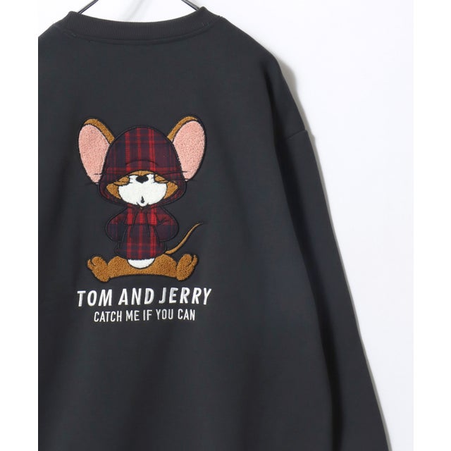★ TOM and JERRY/トムとジェリー オーバーサイズ ワンポイント サガラ刺繍 スウェットトレーナー レディース メンズ  ユニセックス トップス 秋冬 キャラクター