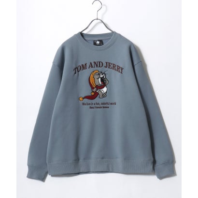 2026AW Tom and Jerry/トムとジェリー 別注 オーバーサイズ ワンポイント サガラ刺繍 スウェットトレーナー レディース メンズ （ブルー系その他）｜詳細画像